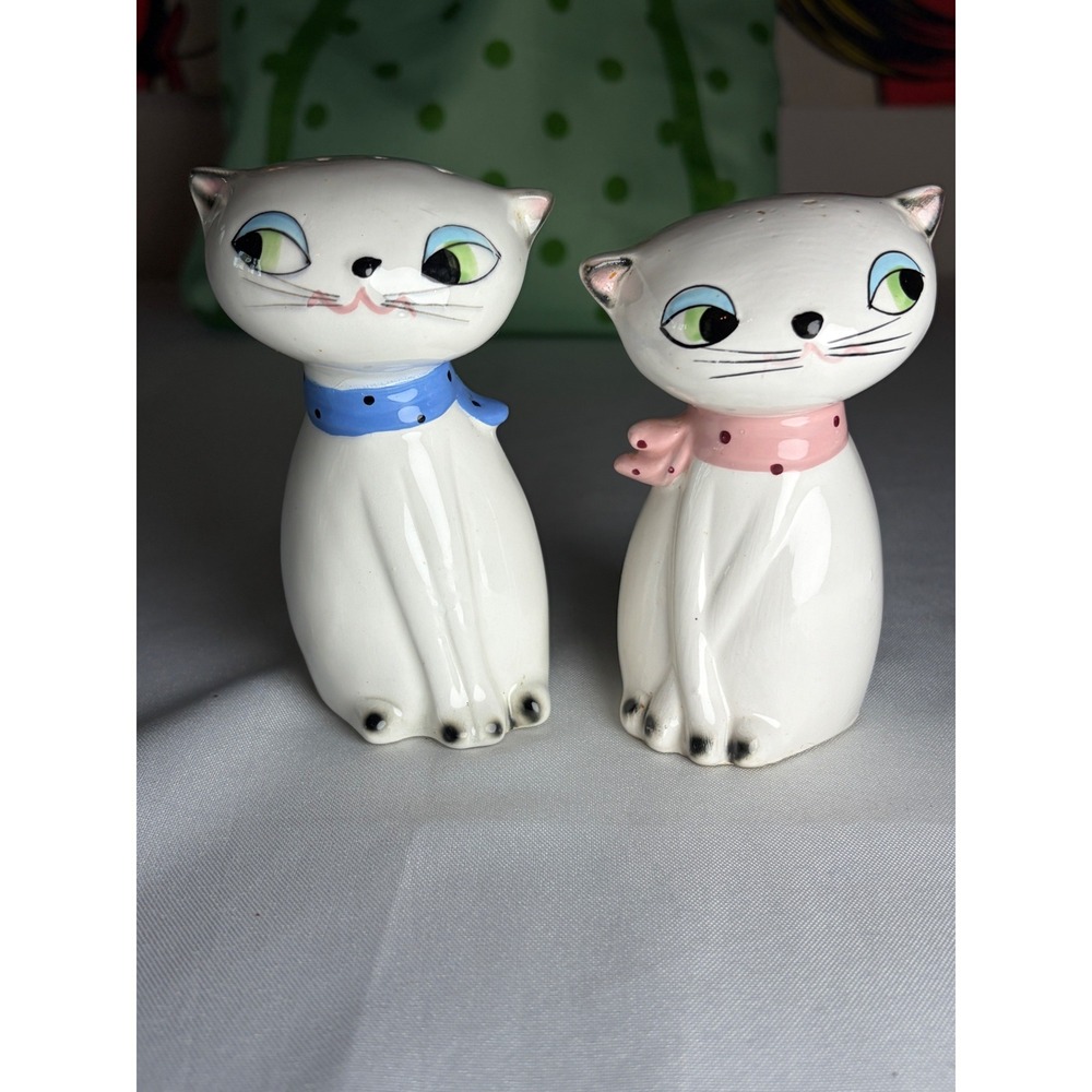1961 Holt Howard Salt Pepper Shakers Japan Kitty Set Non Working Squeaker - Picture 4 of 16